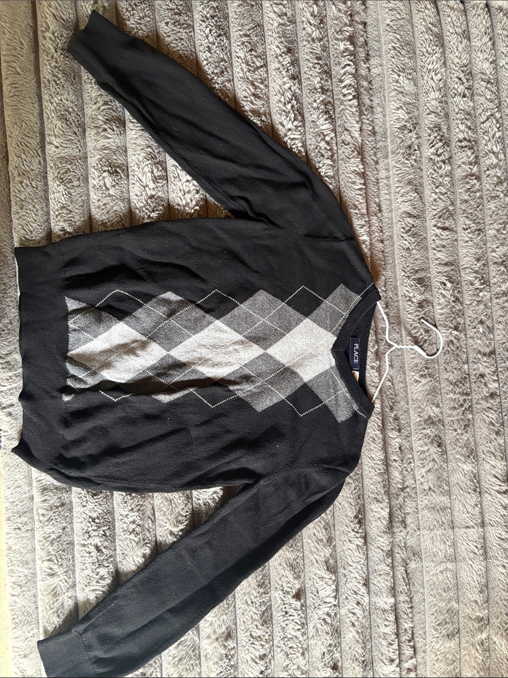 Polo by Ralph Lauren Black Crewneck Sweater with Gray Argyle